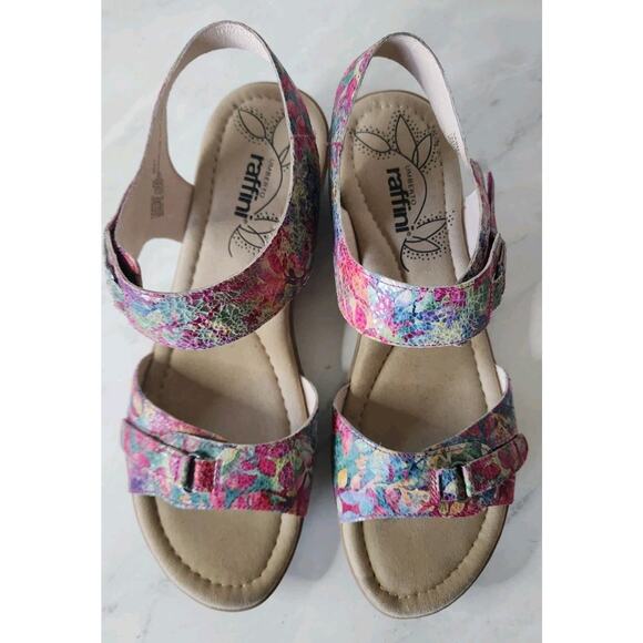 Umberto Raffini Yasmin Leather Wedge Sandals Floral Women's Size EU 40 - Picture 7 of 10